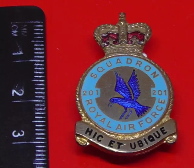 RAF Royal Air Force Enamel Pin Badge No 201 Squadron HW Miller QC Guernsey