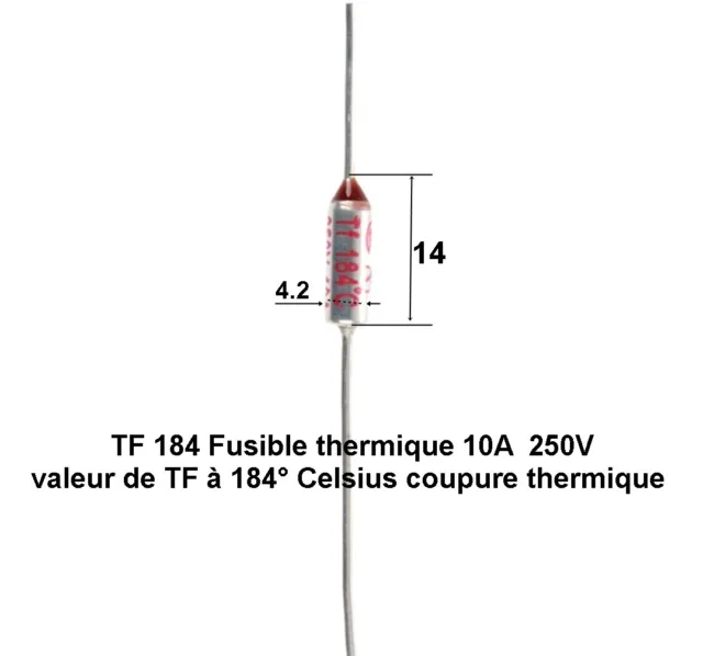 TF 184 ( TF184 ) fusible thermique série RY 10A ( Ampères ) tension 250V  .réfD9