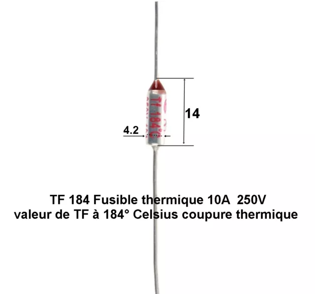 TF 184 ( TF184 ) fusible thermique série RY 10A ( Ampères ) tension 250V  .réfD9