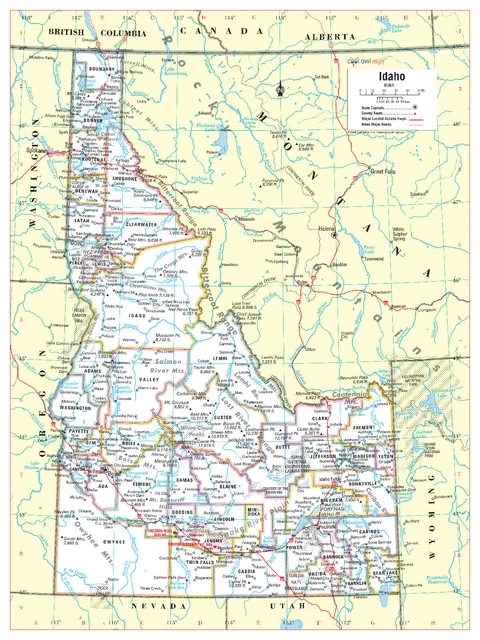 State Wall IDAHO STATE WALL Map Large Print Poster - Paper 24