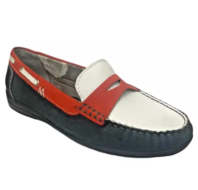 Jenny Ara Ladies Slip On Leather Flats Loafers Boat Moccasin Shoes Size 3.5 36.5