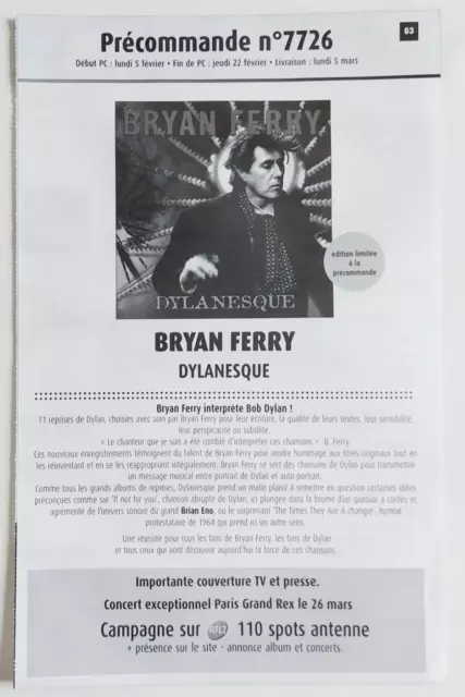 BRYAN FERRY ■ Bon EMI #7726 ■ DYLANESQUE ┴ Promo French Plan Strategy