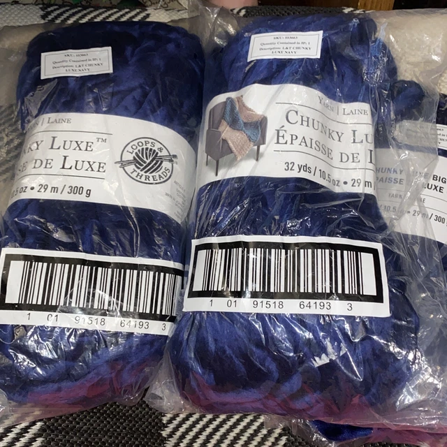 Nuevo hilo de acrílico jumbo de 4 bucles e hilos grueso lujo grande 32 yardas azul marino 1/2