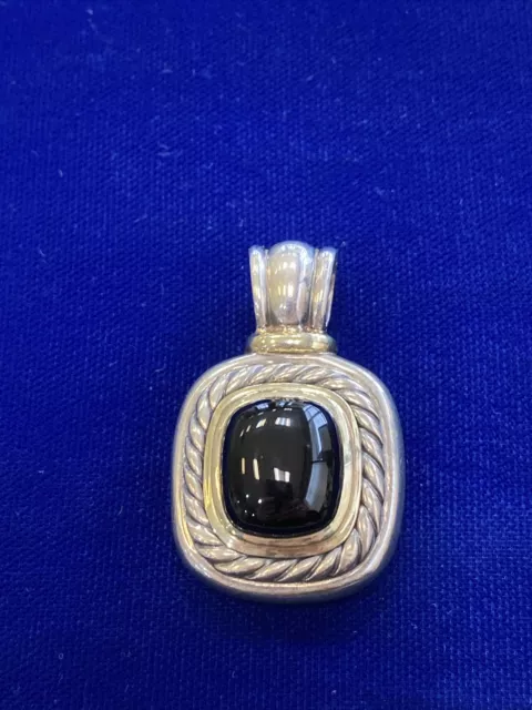 Vintage David Yurman Sterling 925 14k Gold Black Onyx Albion Pendant  1990’s