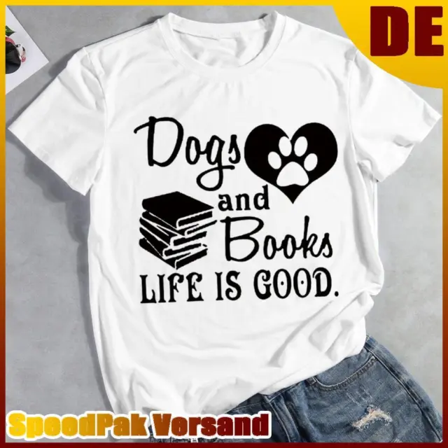 ❥ T-shirt donna cane e libri sono buoni t-shirt-Bianco-M