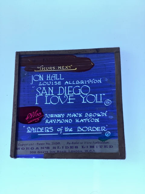 Magic Lantern Slide Theatre Advert Advertising Color Film Movie San Diego