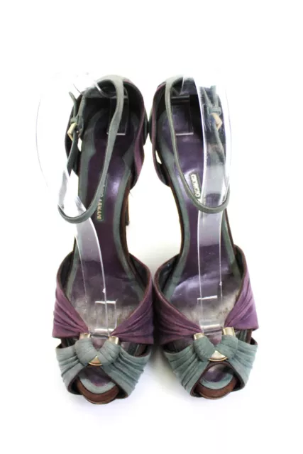Giorgio Armani Womens Stiletto Ankle Strap Sandals Gray Purple Suede Size 40 2