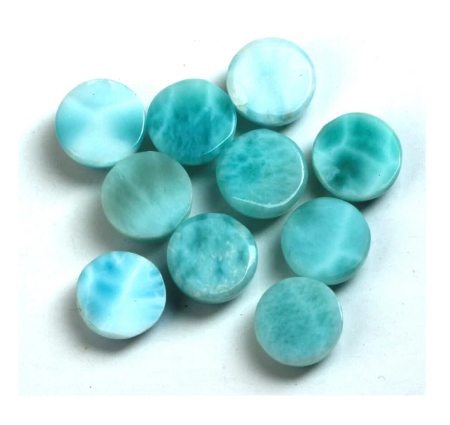 Naturel Larimar rond cabochon dos plat qualité AAA pierres précieuses en... 3