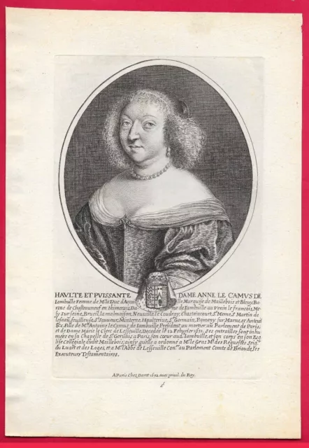 GA26-GRAVURE-17e-ANNE LE CAMUS DE JAMBVILLE-MARQUISE DE MAILLEBOIS-DARET-1652