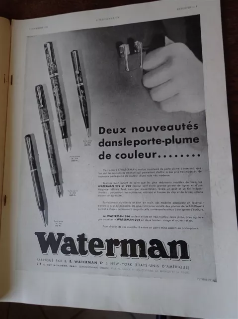 porte plume WATERMAN + LAROUSSE L'HOMME races coutumes pub ILLUSTRATION 1931 eb