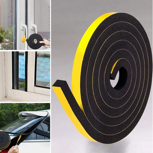 2 2M Caoutchouc Scellé Temps Bande Mousse Collant Porte Battant Draught Exclure