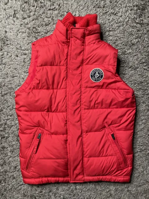 Abercrombie & Fitch Puffer Red Vest Jacket Full Zip Headphones Mens Medium