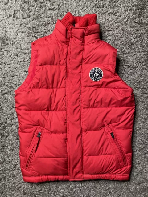 Abercrombie & Fitch Puffer Red Vest Jacket Full Zip Headphones Mens Medium