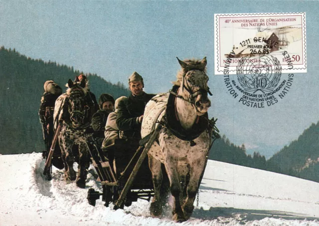 AK MK Pferd ziehen Wagen im Schnee UN 1985 (Nr. 2125)