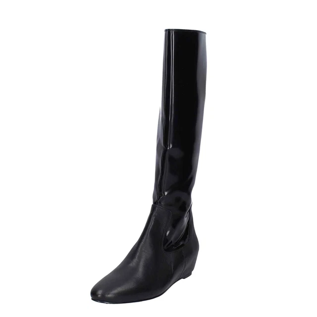 chaussures femme LUCIANO BARACHINI bottes noir verni cuir EY325