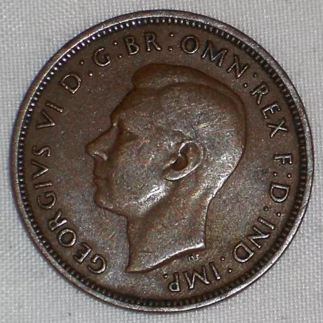 Beautiful 1939 Beautiful Bronze Coin Great Britain Half Penny King George VI XF+ 2