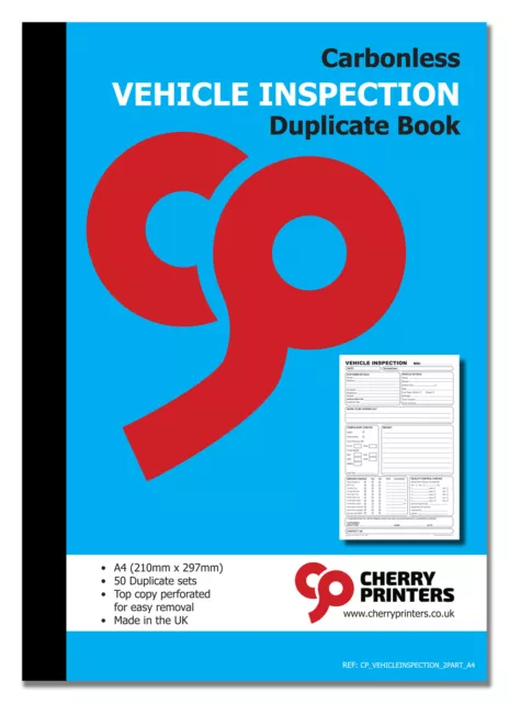 Cherry NCR Vehicle Inspection Duplicate Book A4 (210mm x 297mm) 50 sets