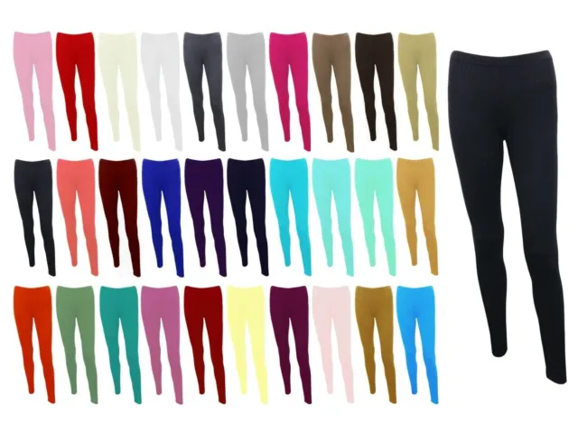 Ladies Womens Viscose Lycra Plain Stretchy Soft Leggings With Elasticated Waist