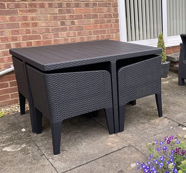 KETER COLUMBIA 4 Seater Outdoor Dining Set, Graphite £295.00 PicClick UK