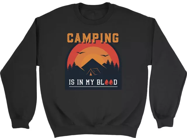 Funny Camping Sweatshirt Mens Womens Camping is in my Blood Camper Gift Jumper