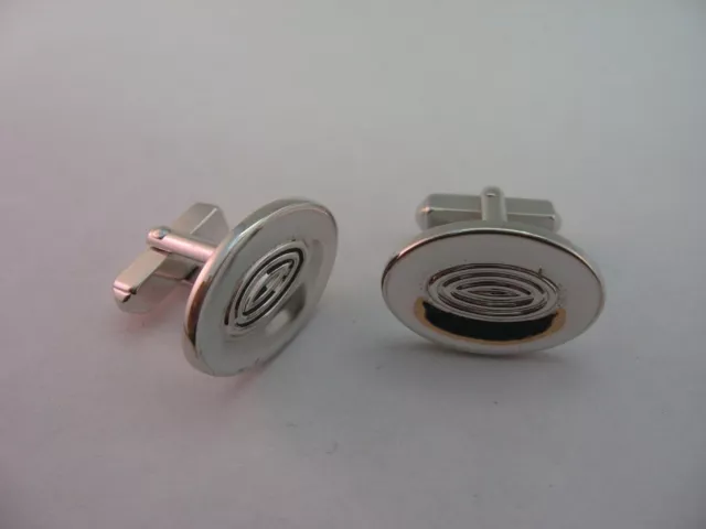 Nice Modernist Design Concentric Ovals Vintage Mens Cufflinks Jewelry