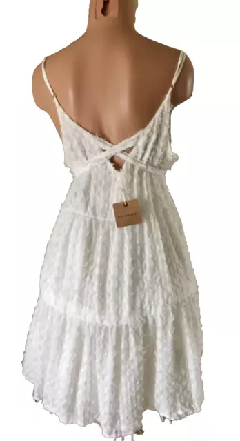 Women's White Mini  Dress Chiffon sleeveless Blu Pepper  L New