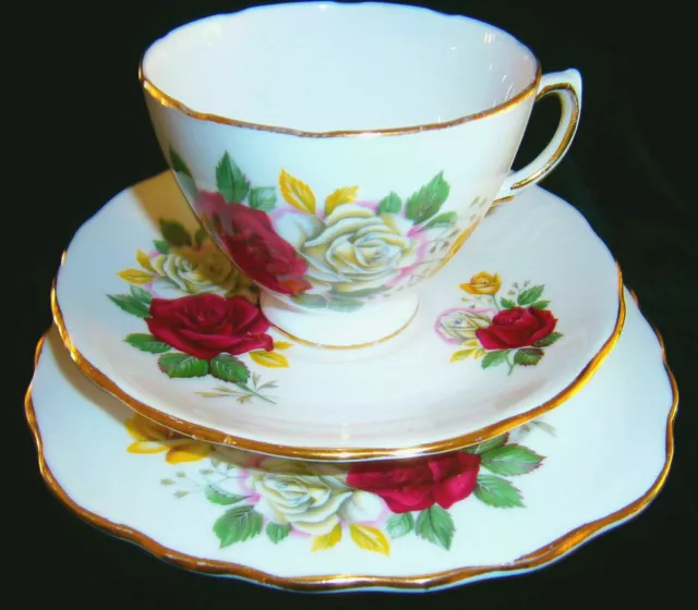 Vintage Royal Vale Bone China England Trio Tea Cup, Saucer & Cookie Plate