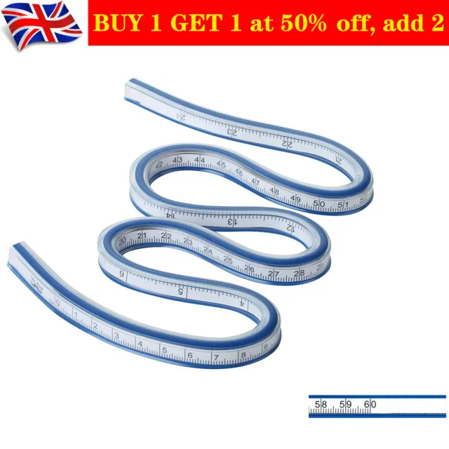 60cm Flexible Vinyl Plastic French Curve Ruler School Drafting Drawing Measure