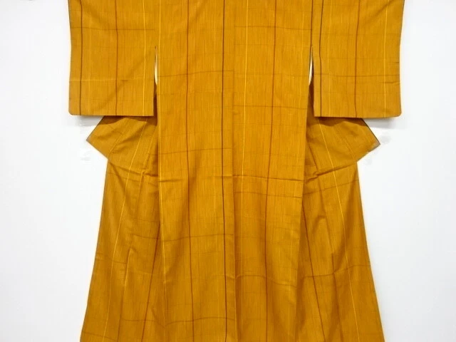 6522014: Japanese Kimono / Antique Kimono / Tsumugi / Woven Grid
