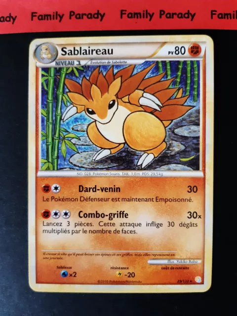 Sablaireau 29/123 HeartGold and Soulsilver Carte Pokemon Rare neuve Français