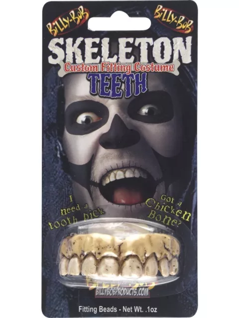Abito elegante denti scheletro Billy Bob con licenza ufficiale di Halloween denti nuovi