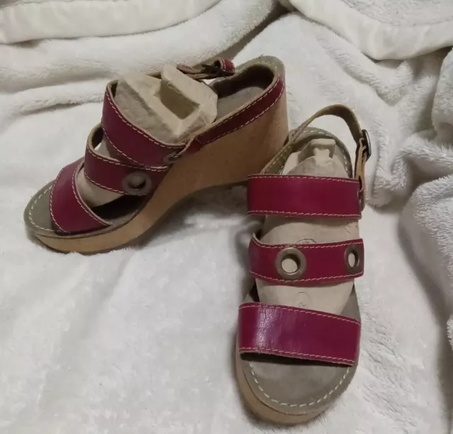 Fly London Guse Ladies Sandals with Wedge Heel And Platform Soles Red size 41