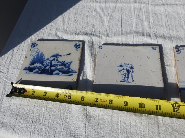 Antique Dutch Delft blue and white tiles 17th Century