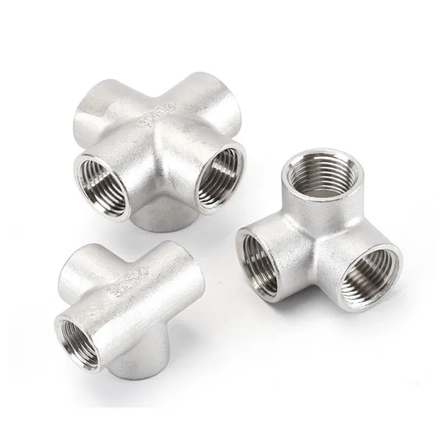 Stainless Steel Tee/4-Way/5-Way Connector 1/4"-2"NPT Female Thread Pipe Fitting