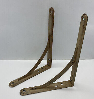 Two (2) Vintage Decorative Steel Wall Shelf Support Brackets 8”x10” Reclaimed