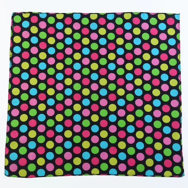 Bandana Colour Polka Dots on Black 1pce 54cm 100% Cotton Head Wrap Scarf