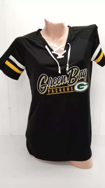 Green Bay Packers Shirt Womens Sz Small Lace Tie Neck NFL Team Apparel