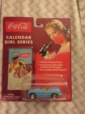 1954 Blue Chevy Corvette Convertible Coca Cola Calendar Girl Series Johnny Light