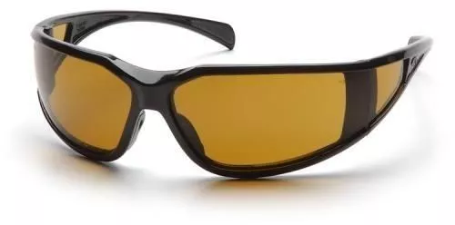 Pyramex Exeter Safety Glasses with Black Frame and Shooter's Amber Anti-Fog Lens