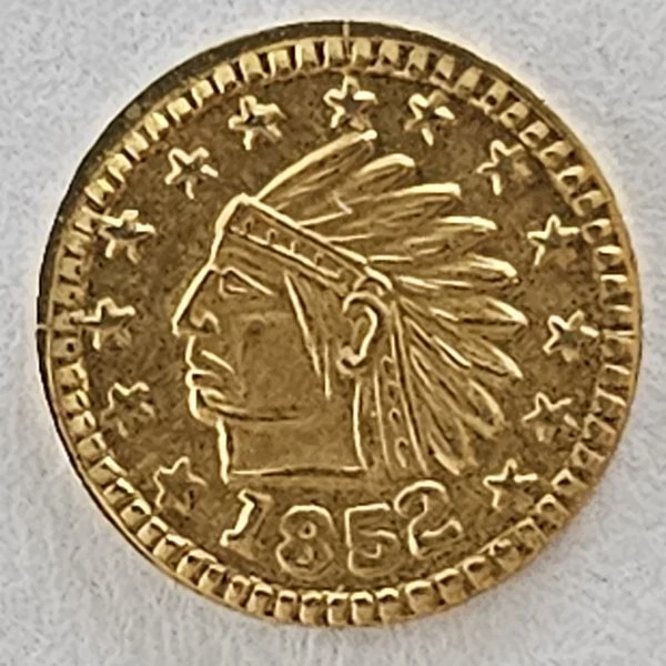 1852 Dated Indian Head Star Reverse California Gold Token Uncirculated ~6032
