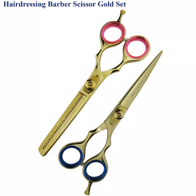 Barber Hair Thinning Golden Scissors Hairdressing Salon instruments Set Of 2