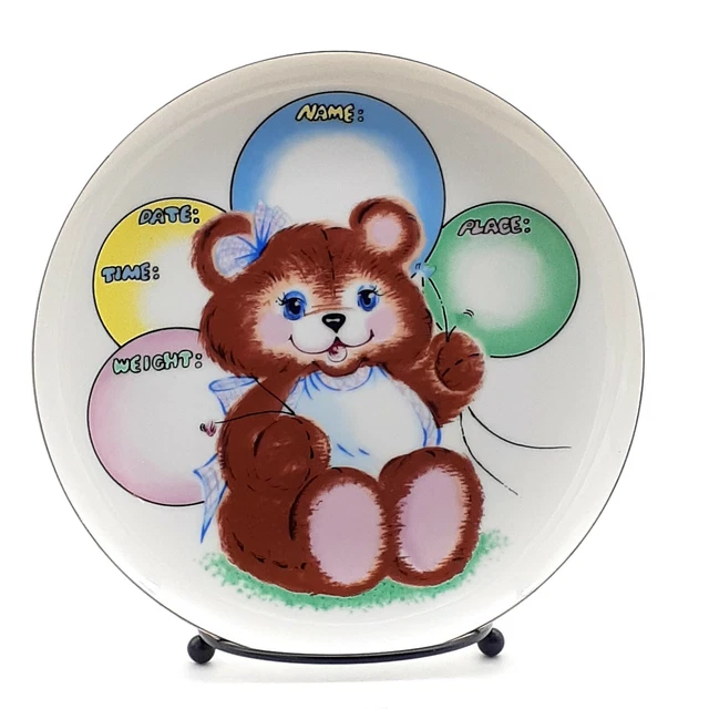 1984 Christmas Around The World Keepsake Birth Plate Teddy Bear Made in Japan