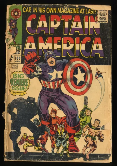 Captain America #100 Fair 1.0 1st Issue! Black Panther Appearance! Marvel 1968