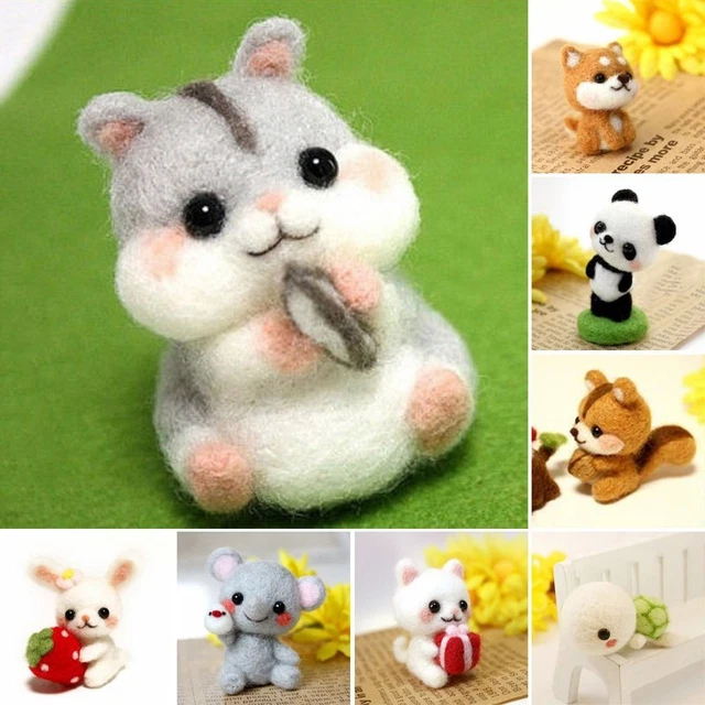 Regalo lana animal fieltros lana muñeca material hecho a mano kit aguja fieltro kit