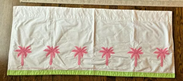 Pottery Barn Kids Pink Palm Tree Embroidered Valance Curtain Topper