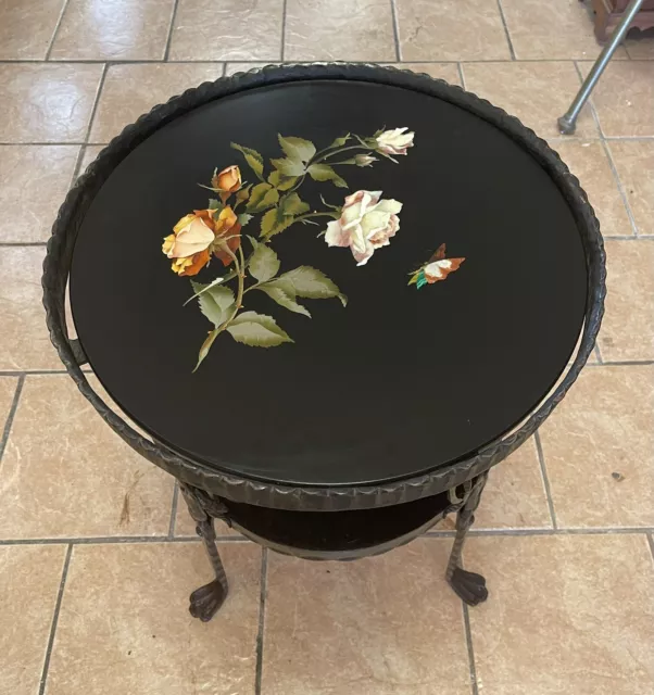 Antique Victorian Wrought Iron Pietra Dura table