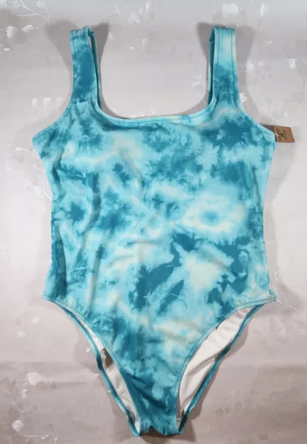 Victoria's Secret PINK One Piece Swimsuit Sz XL Blue Tie-Dye Scoop Back NWT