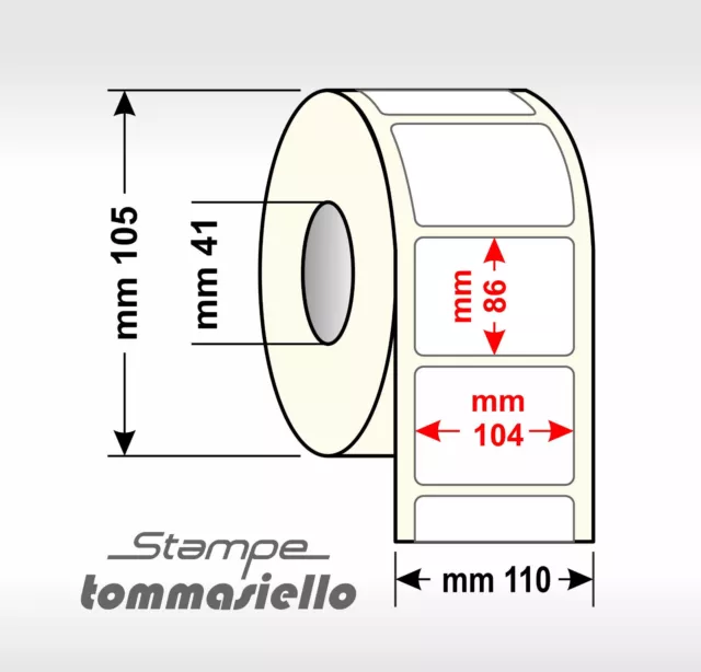 ROTOLO DA 700 ETICHETTE ADESIVE MM 104x86  IN CARTA PATINATA