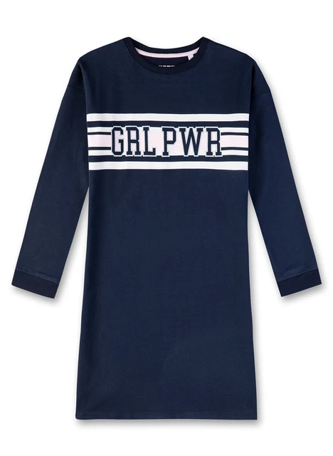 Sanetta Ragazza Camicia da Notte Maniche Lunghe " Grlpw " Scritta Blu 128-176