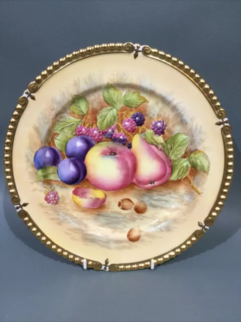 Aynsley Bone China “ Orchard Gold “ Cabinet Plate Hand Decorated Signed N Brunt